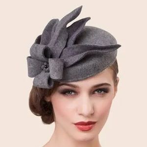 Classic gray flannel headpiece/ fascinator